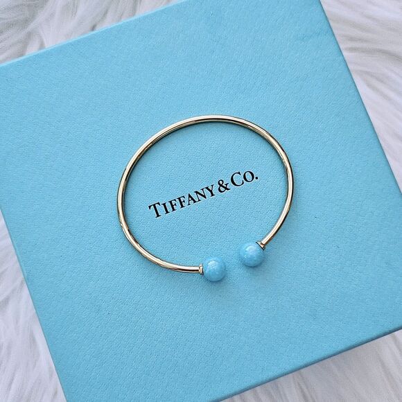 Tiffany & Co. Jewelry - 🧧SOLD🎋 Tiffany & Co. HardWear Ball Amazonite 18k Yellow Gold Cuff MEDIUM Bangle